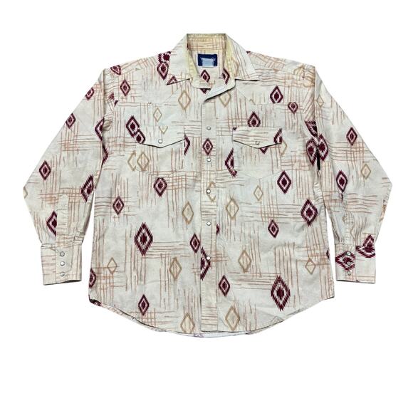 Vintage Wrangler Aztec Southwest Pearl Snap Button Up Shirt Men's XL - Picture 1 of 8